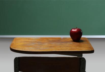 "empty desk, symbolizing an absent student"